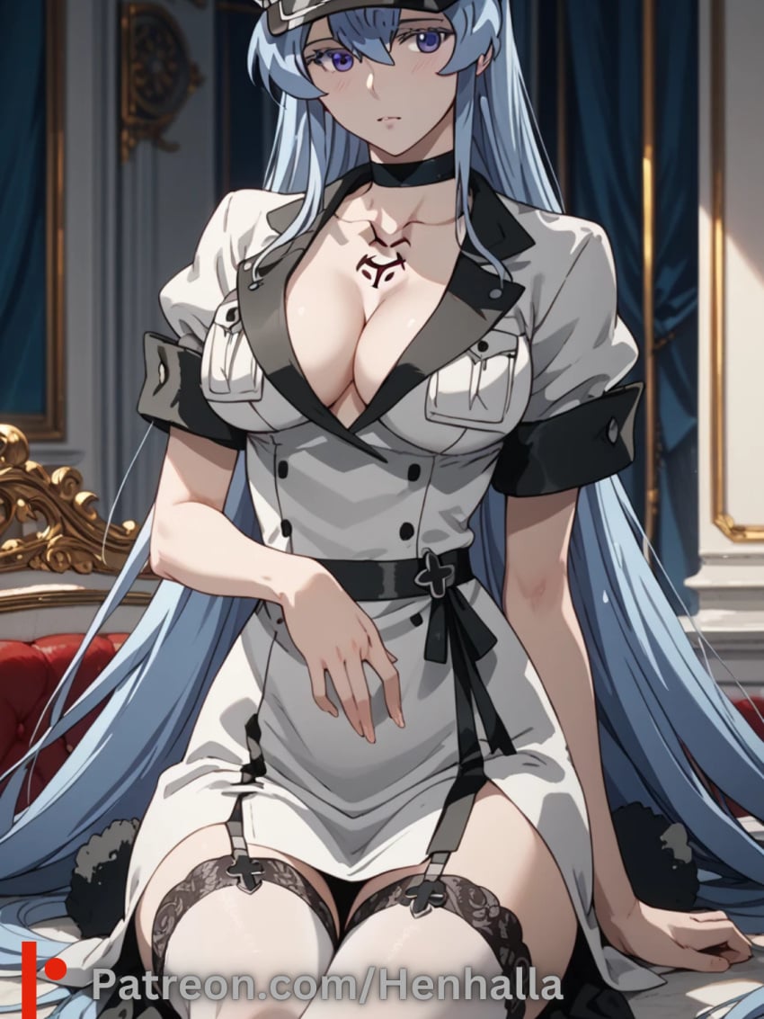 1girls ai_generated big_breasts breasts dress esdeath esdeath_(akame_ga_kill!) henhalla solo solo_female young younger_female