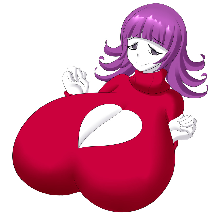 big_breasts brianna_ruth jcdr keyhole_turtleneck purple_hair white_skin