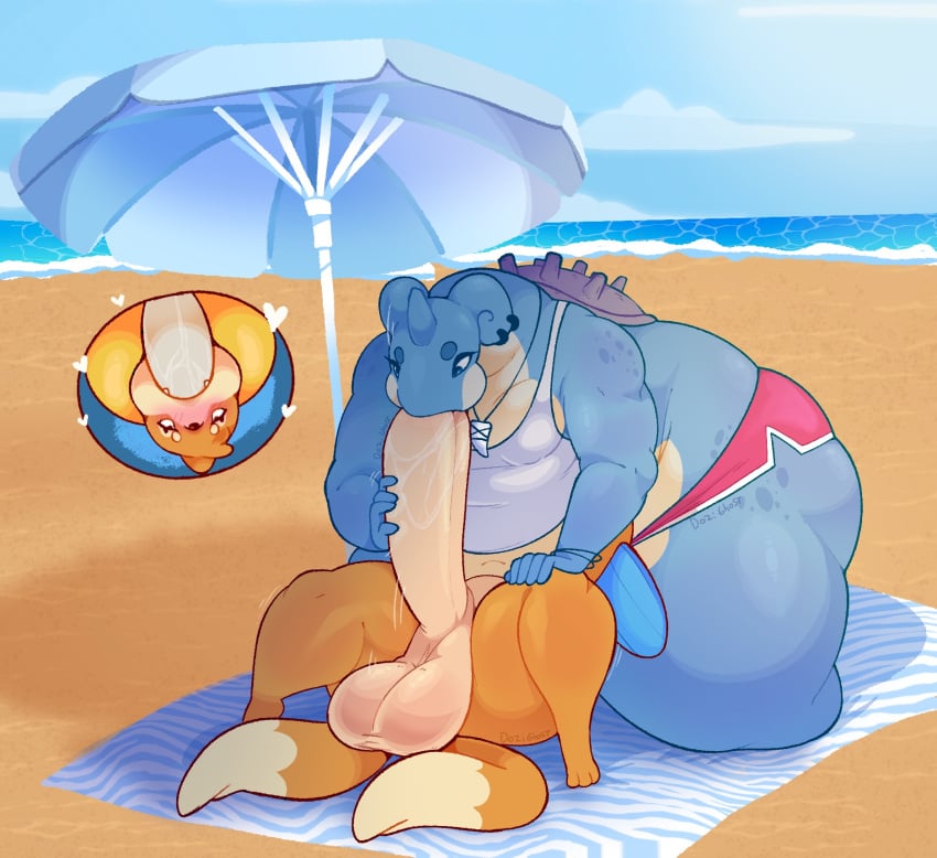 1_horn 2024 2_tails 3_toes 5_fingers 69_position anthro anthro_on_anthro anthro_penetrated anthro_penetrating anthro_penetrating_anthro anthrofied armband artist_name ass balls beach beach_towel belly big_balls big_belly big_breasts big_butt big_dom_small_sub big_penis black_markings blue_body blue_skin blush blush_lines bodily_fluids breasts bulge canid canine clothed clothing cloud colored cutaway detailed_background digital_drawing_(artwork) digital_media_(artwork) dominant dozighost duo english_text erection eyeshadow feet fingers floatzel fur generation_1_pokemon generation_4_pokemon genitals glistening glistening_balls glistening_body glistening_butt glistening_genitalia glistening_moobs glistening_penis glistening_thighs grey_shell hand_on_leg hand_on_penis head_tuft heart_symbol hi_res holding_object horn huge_butt huge_cock huge_thighs jewelry kneeling lapras larger_anthro larger_male lying makeup male male/male male_penetrated male_penetrating male_penetrating_male mammal markings moobs motion_lines multi_tail multicolored_body multicolored_fur navel necklace nintendo nude on_back on_top oral oral_penetration orange_body orange_fur overweight overweight_anthro overweight_male parasol penetration penile penile_penetration penis penis_in_mouth piercing pokemon pokemon_(species) pokemorph portrait question_mark saliva saliva_on_penis sand sex shaded shark_tooth_necklace shell shirt signature sitting sitting_on_another size_difference sky smaller_anthro smaller_male spots spotted_body standing surfboard swimming_trunks swimwear tail tan_balls tan_body tan_fur tan_penis tan_skin tank_top teeth text thick_thighs toes topwear towel tuft two_tone_body two_tone_tail undersized_clothing underwear water wide_hips