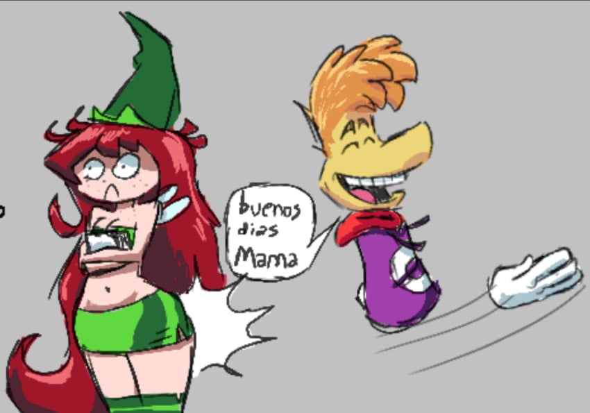 1boy 1boy1girl 1girls betilla_(rayman) buenos_dias_mandy light_skinned_female meme nymph_(rayman) rayman rayman_(series) rayman_origins razculin self_upload shitpost spanish_dialogue spanish_text spanking ubisoft