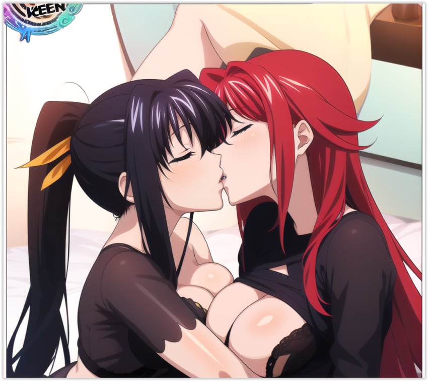 2females 2girls 2women ai_generated akeno_himejima girl_on_girl high_school_dxd lesbian_couple lesbian_kiss lesbian_sex lovers rias_gremory sapphic yuri yuri yuri