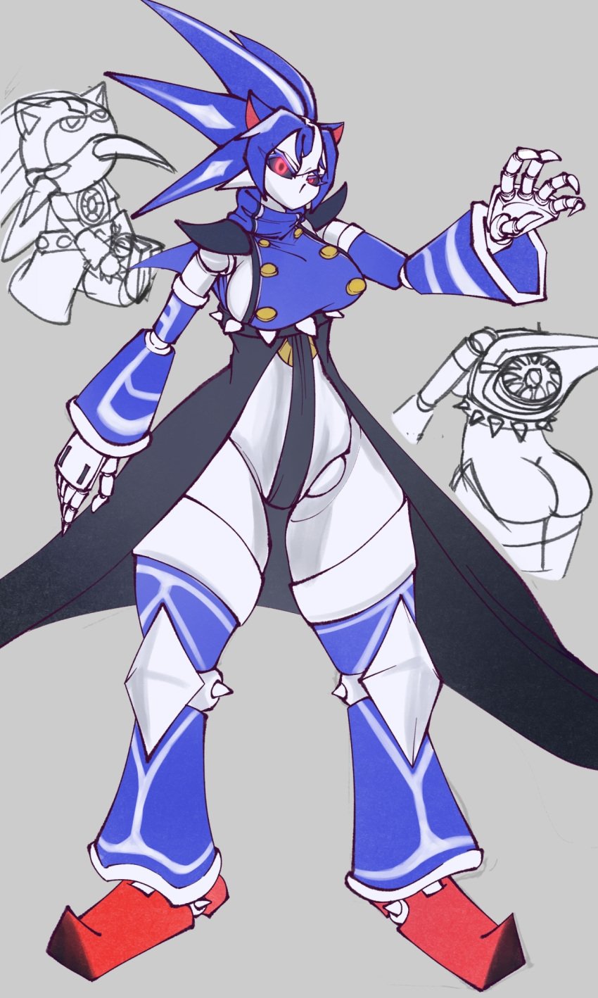 arm_sleeves big_thighs buttons cool_as_fuck finger_claws looking_at_viewer metal_sonic metal_sonique neo_metal_sonic pointy_feet red_eyes robot_girl rough rule_63 sideboob sonic_heroes sonic_the_hedgehog_(series) spiked_collar villain villainess weird_metal_sonic_plusie