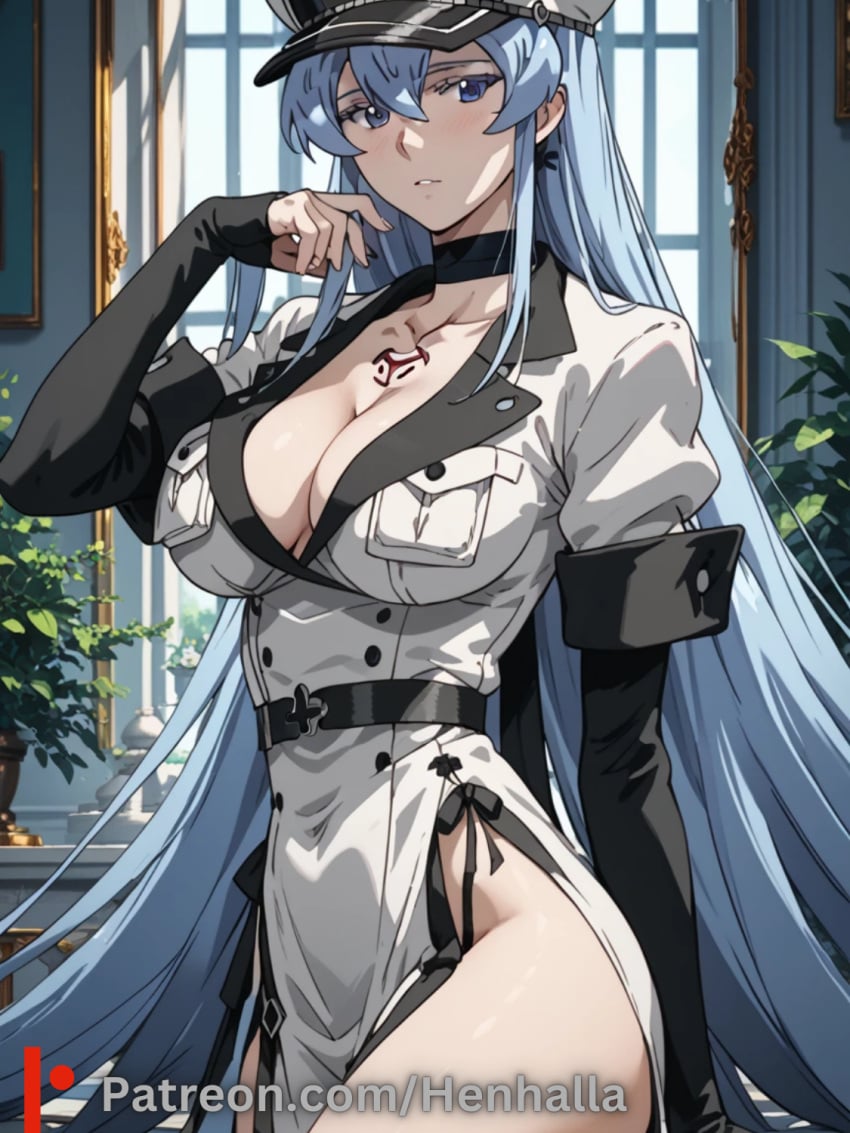 1girls ai_generated big_breasts breasts dress esdeath esdeath_(akame_ga_kill!) henhalla solo solo_female young younger_female