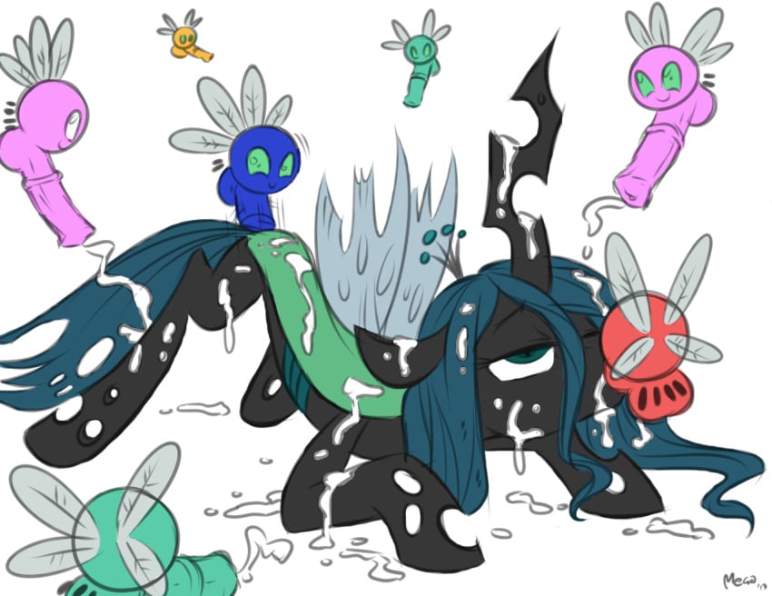 alicorn ball_with_hyper_features equine female feral friendship_is_magic hooves horn horse megasweet my_little_pony oral parasprite_(mlp) pegasus penetration pony queen_chrysalis_(mlp) unicorn wings