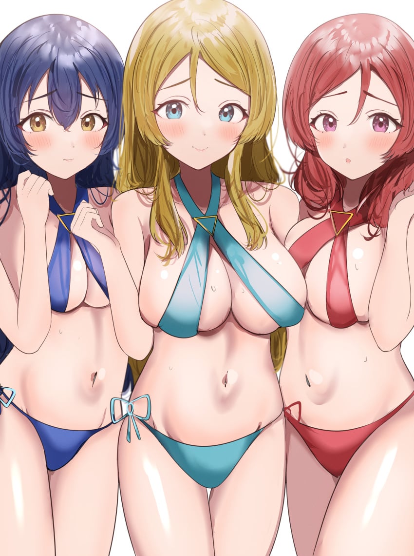 3girls :o alternate_color aqua_bikini ayase_eli bare_arms bare_belly bare_chest bare_hands bare_hips bare_legs bare_midriff bare_navel bare_shoulders bare_skin bare_thighs belly belly_button bikini bikini_bottom bikini_only bikini_top blonde_eyebrows blonde_hair blonde_hair_female blue_bikini blue_bikini_bottom blue_bikini_top blue_eyebrows blue_eyes blue_eyes_female blue_hair blue_hair_female blue_swimsuit blue_swimwear blush blush blush_face blush_lines blushed_face blushing_at_viewer blushing_face blushing_female breasts brown_eyes brown_eyes_female busty busty_female busty_girl busty_teen cleavage closed_mouth closed_mouth_smile collarbone cosplay curvaceous curvaceous_body curvaceous_female curvaceous_figure curvaceous_hips curvaceous_teen curvaceous_thighs curvy curvy_body curvy_female curvy_figure curvy_hips curvy_teen curvy_thighs cutie_panther dot_nose elbows embarrassed embarrassed_exposed_female embarrassed_expression embarrassed_female embarrassed_nude_female exposed_arms exposed_belly exposed_chest exposed_hips exposed_legs exposed_midriff exposed_navel exposed_shoulders exposed_skin exposed_thighs fair_skin female female_focus female_naked female_only fingers groin hair_between_eyes half_naked half_nude high_resolution high_school_student highres hourglass_figure large_breasts lean_body lean_figure legs legs_closed legs_together light-skined_female light-skinned light-skinned_female light_skin light_skin_female light_skinned light_skinned_female long_hair looking_at_viewer love_live! love_live!_school_idol_project medium_breasts medium_hair midriff multiple_females multiple_girls naked naked_female naked_woman narrow_waist navel nervous nervous_expression nervous_face nervous_female nervous_smile nishikino_maki nude nude_female nudity open_mouth parted_bangs parted_lips partially_naked pretzel_bikini purple_bikini purple_bikini_bottom purple_bikini_top purple_eyes purple_eyes_female purple_swimsuit purple_swimwear raised_eyebrows red_bikini red_bikini_bottom red_bikini_top red_eyebrows red_hair red_hair_female red_swimsuit red_swimwear school_girl school_girls seductive seductive_body seductive_cleavage seductive_female seductive_hips seductive_smile seductive_smirk seductive_thighs semi_nude sexy sexy_body sexy_female sexy_hips sexy_smile sexy_thighs shiny_breasts shiny_hair shiny_legs shiny_skin shiny_thighs shoulders shy shy_expression shy_smile side-tie_bikini side-tie_bikini_bottom simple_background slender_body slender_waist slim_girl slim_waist smile smiley_face smiling smiling_at_viewer smirk smooth_skin soldier_game sonoda_umi standing stomach sunya_(honorin-yuunibo) sweat sweatdrop sweating sweaty sweaty_belly sweaty_body sweaty_breasts swimsuit swimwear teen_girl teenage_girl teenage_girls teenager thick_thighs thigh_gap thighs thin_waist upper_body v-line very_long_hair white_background wide_hips yazawa_nico yazawa_nico_(cosplay) yellow_eyebrows yellow_eyes yellow_eyes_female yellow_hair yellow_hair_female