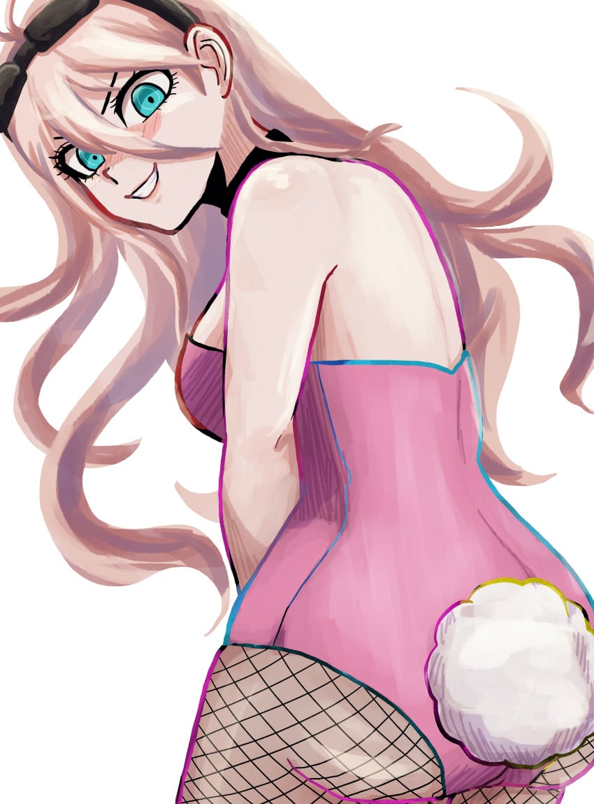 1girls artist_request ass back_view big_breasts blonde_hair blue_eyes bunny_costume bunny_ear bunny_ears bunny_girl bunny_tail bunnysuit danganronpa danganronpa_v3 female_only fishnet fishnet_legwear fishnet_stockings fishnets iruma_miu smile smiling smiling_at_viewer sole_female tagme thick_hips thick_thighs thighhighs thighs