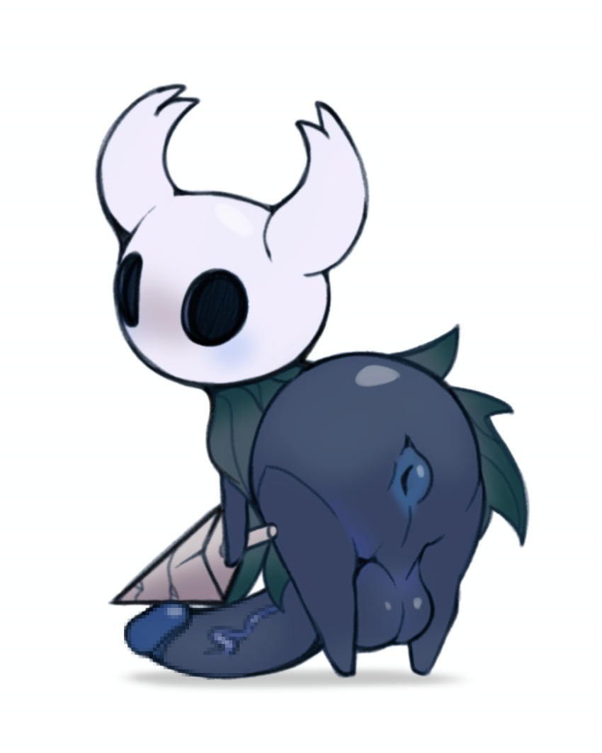 1boy 2025 absurdres anus ass bayonet_(artist) big_ass big_head cloak hollow_knight male male_only mask masked_male nail non-human non-human_only penis presenting protagonist_(hollow_knight) solo toony weapon