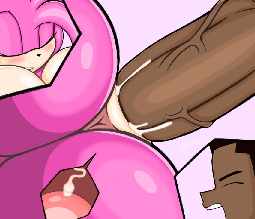 2d 2d_(artwork) 2d_artwork amy_rose anon anthro_penetrated black_penis breeding closed_eyes cum_in_pussy dark-skinned_male human_on_anthro sega sonic_(series) sonic_the_hedgehog_(series) sperm_cell sperm_meets_ovum tyrese_leesang