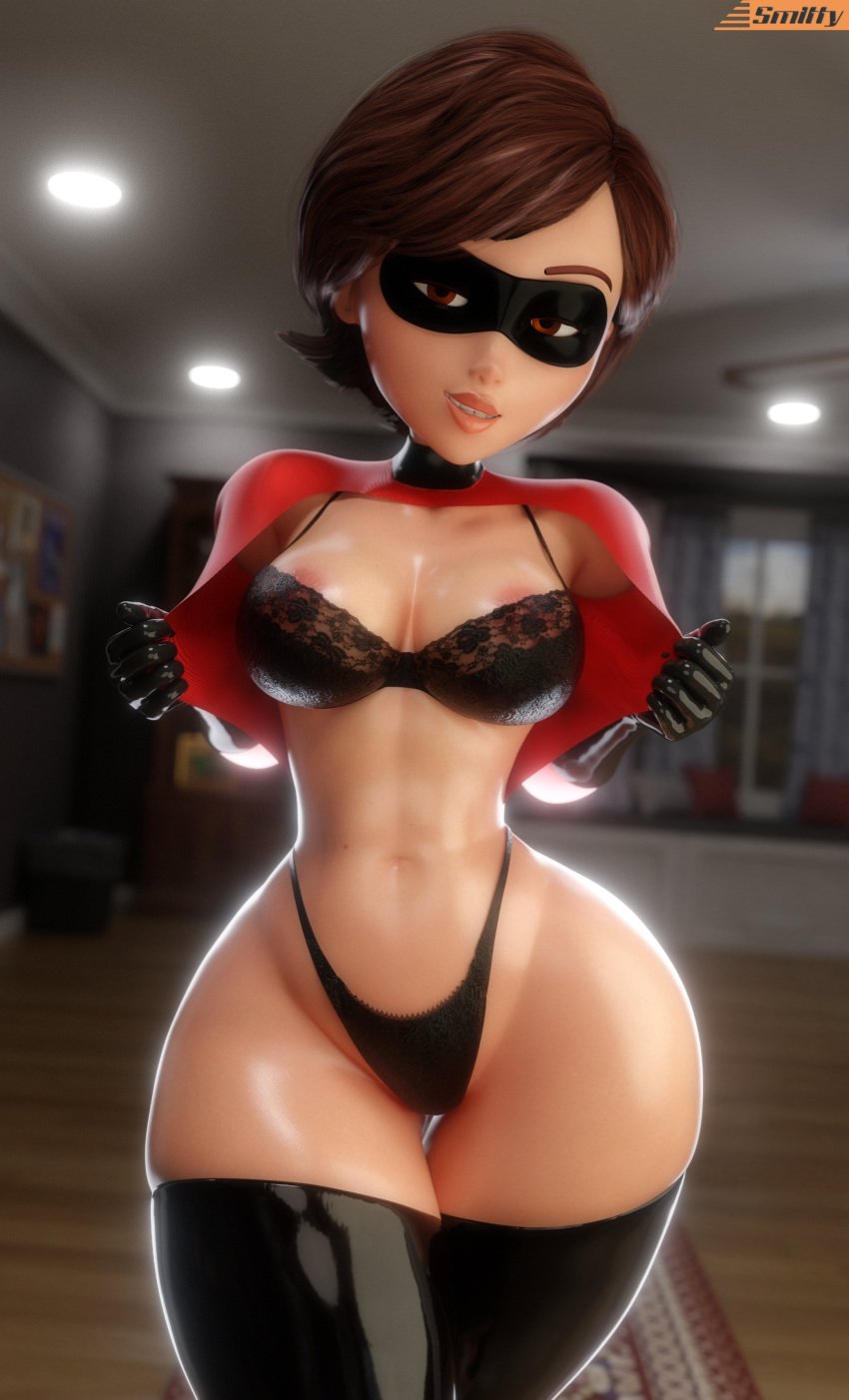 1girls abs big_breasts bra brown_hair brown_hair brunette_hair child_bearing_hips curves curvy elastigirl female female_only fit fit_female helen_parr hips mask masked masked_female milf partially_clothed pixar pixar_mom smitty34 superhero the_incredibles thick thick_thighs thigh_highs thighhighs thighs toned toned_female underwear wide_hips