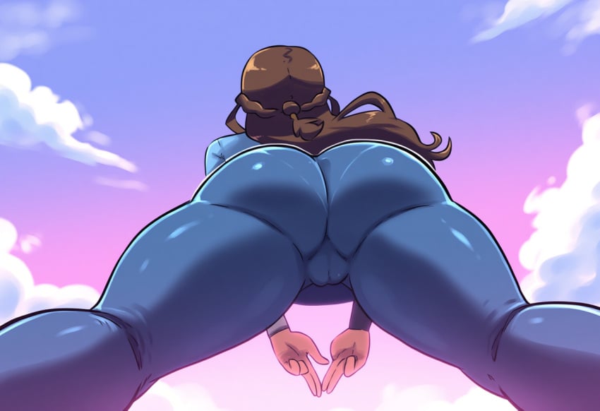 1girls ai_generated ass ass_focus avatar_legends avatar_the_last_airbender big_ass dark-skinned_female dark_skin dat_ass female from_below huge_ass katara mullon nickelodeon nicktoons novelai