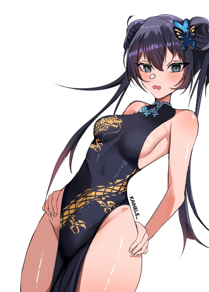 black_hair blue_archive blush china_dress dragon_print kainele kisaki_(blue_archive)