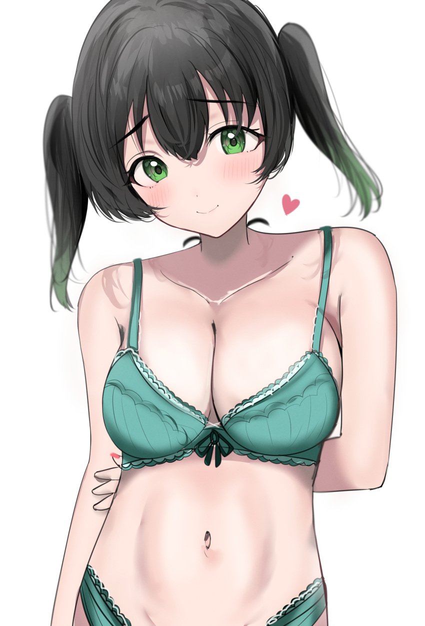 1girls arm_behind_back bare_arms bare_belly bare_chest bare_hands bare_hips bare_midriff bare_navel bare_shoulders bare_skin belly belly_bulge belly_button black_hair black_hair_female blush blush_face blush_lines blushed_face blushing_at_viewer blushing_face blushing_female bra breasts busty busty_female busty_girl busty_teen cleavage closed_mouth_smile collarbone dot_nose elbows exposed_arms exposed_belly exposed_chest exposed_hips exposed_midriff exposed_navel exposed_shoulders exposed_skin eyebrows_visible_through_hair fair_skin female female_focus female_naked female_only fingers frilled_bra frilled_panties frilled_underwear front-tie_bra green_bra green_eyes green_eyes_female green_hair green_hair_female green_panties green_underwear hair_between_eyes half_naked half_nude hand_behind_back hand_on_arm hand_on_own_arm head_tilt heart high_resolution high_school_student highres lean_body lean_figure light-skined_female light-skinned light-skinned_female light_skin light_skin_female light_skinned light_skinned_female long_hair looking_at_viewer love_live! love_live!_nijigasaki_high_school_idol_club medium_breasts midriff naked naked_female naked_woman narrow_waist navel nervous nervous_expression nervous_face nervous_female nervous_smile nude nude_female nudity panties partially_naked school_girl semi_nude shoulders shy shy_expression shy_smile simple_background slender_body slender_waist slim_girl slim_waist smile smiley_face smiling smiling_at_viewer smirk smooth_skin solo standing sunya_(honorin-yuunibo) takasaki_yu teen_girl teenage_girl teenager thin_waist tilted_head twintails twintails_(hairstyle) underwear upper_body white_background