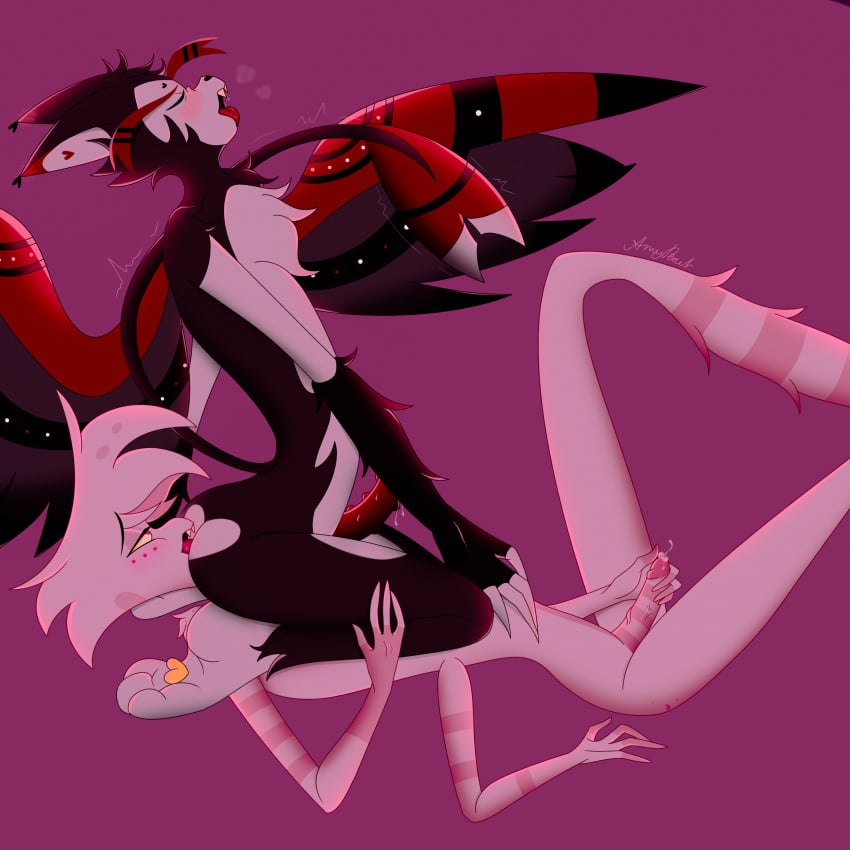 angel_dust_(hazbin_hotel) facesitting furry gay husk_(hazbin_hotel) masturbation paws rimming yaoi