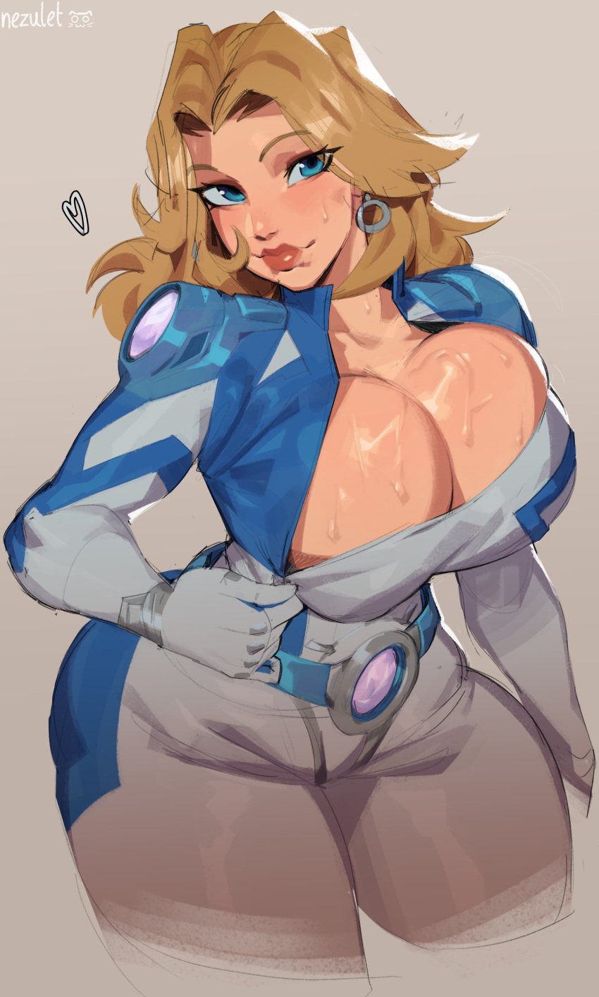 1girls absurdres ass athletic athletic_female belt big_ass big_breasts big_penis big_thighs blonde blonde_female blonde_hair blue_eyes bodysuit breasts butt cleavage earrings fantastic_four female female_focus female_only gigantic_ass gigantic_thighs heart_symbol highres hoop_earrings huge_ass huge_breasts huge_thighs invisible_woman invisible_woman_(marvel_rivals) jewelry large_breasts light-skinned_female light_skin long_hair marvel marvel_comics marvel_rivals milf nezulet pale-skinned_female pale_skin simple_background skintight smile solo solo_female solo_focus sue_richards sue_storm superhero_costume superheroine susan_storm sweaty sweaty_breasts tagme thick_hips thick_thighs thighs