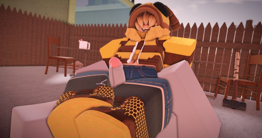 1boy 1girls 3d alternate_costume arsenal_(rolve) bee bee_girl clothed_female_nude_male clothed_sex cum cum_on_clothes midnightkrystal penis roblox rolve shoes stquadeca14441 tagme thigh_sex thigh_sex thighs