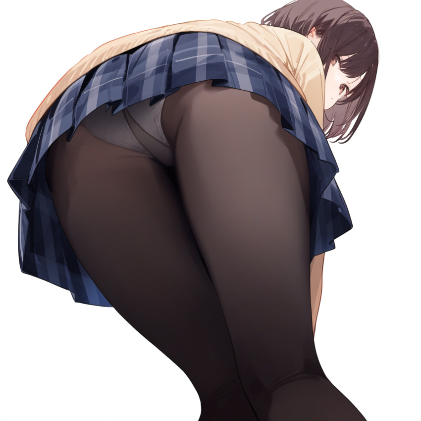 1girls ai_generated ass brown_eyes brown_hair clothed clothing female female_focus female_only high_resolution highres looking_at_viewer panties panties_under_pantyhose pantyhose pov project_sekai pussy school schoolgirl shinonome_ena skirt solo solo_female solo_focus thighs underwear uniform