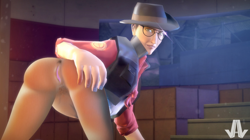 1girls 3d anus ass bad_anatomy bent_over blue_eyes edit female female_only garry's_mod lens_flare looking_at_viewer looking_back model nude photoshop pose presenting presenting_pussy pussy smile sniper_(team_fortress_2) solo suggestive team_fortress_2 trademark watermark wawor