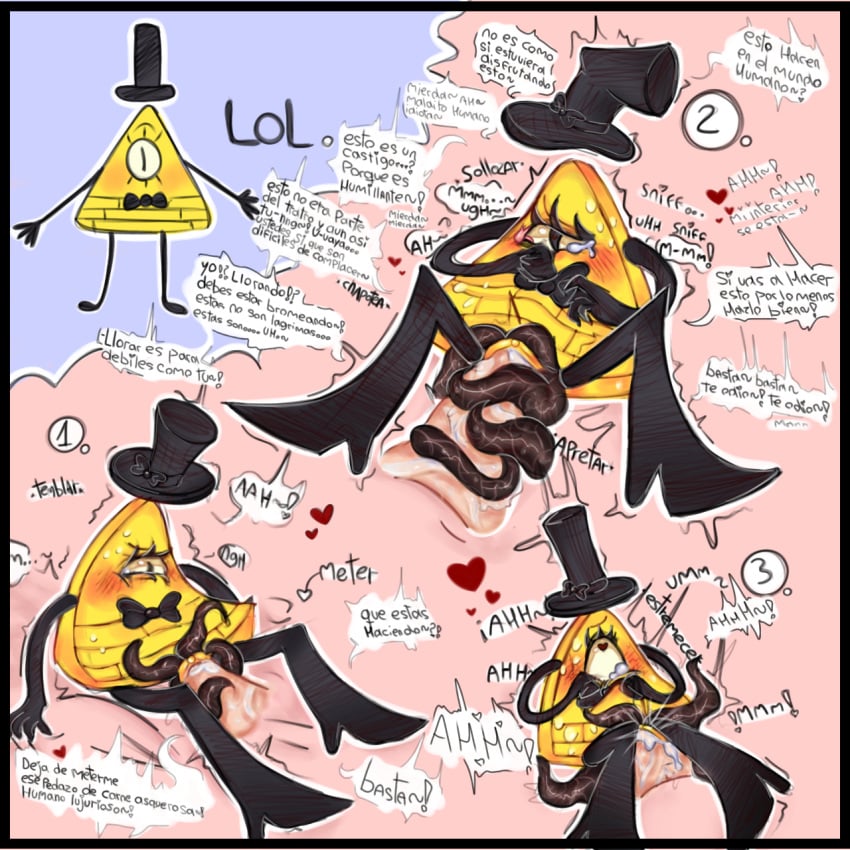 bill_cipher cute_expression cute_face gay gravity_falls male_only penetration tentacle