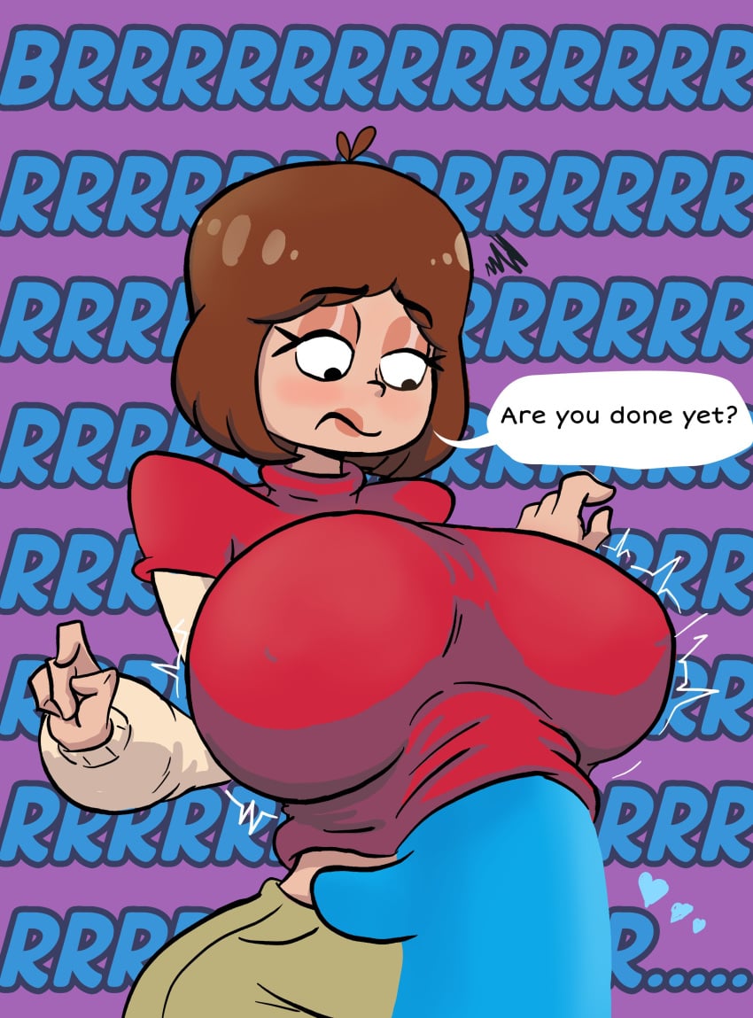 aged_up big_ass big_breasts bloo brown_hair brunette cartoon_network foster&#039;s_home_for_imaginary_friends fully_clothed gearfou genderswap_(mtf) head_between_breasts huge_breasts large_ass large_breasts mac_(fhfif) motorboating rule_63