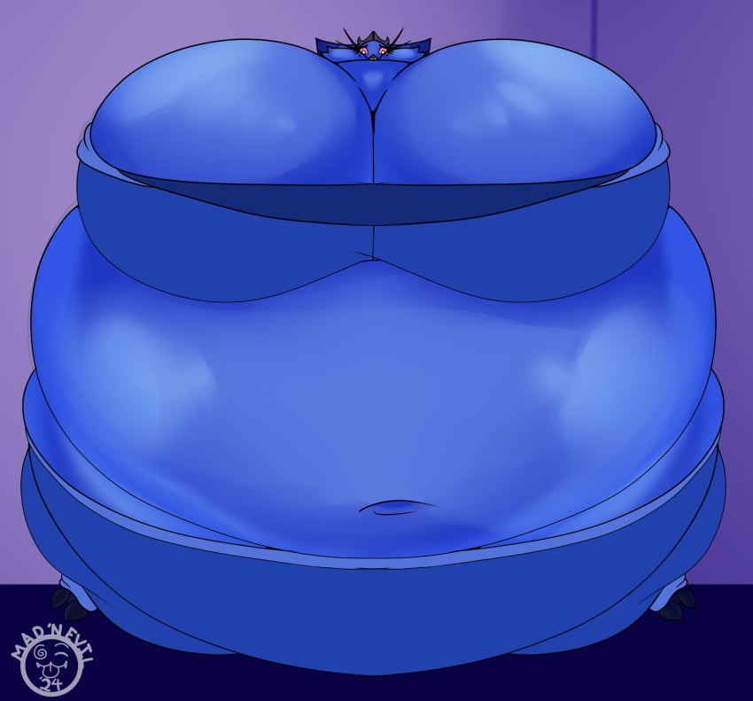 bbw big_ass big_breasts blueberry_inflation breasts bubble_butt cleavage fat female furry helluva_boss huge_ass huge_breasts immobile inflation mad_n_evil overweight ssbbw stella_(helluva_boss) tagme thick_thighs wide_hips