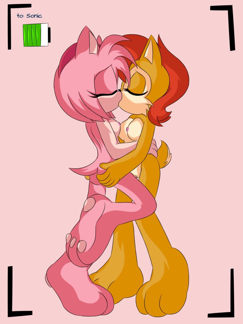 2girls amy_rose breasts female furry j_nsfw kissing nude pussy recording sally_acorn sega small_breasts sonic_(series) yuri