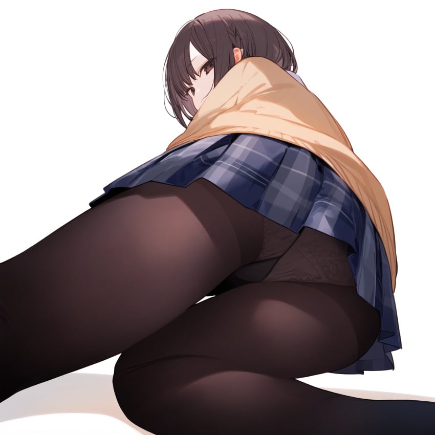 1girls ai_generated ass brown_eyes brown_hair clothed clothing female female_focus female_only high_resolution highres looking_at_viewer panties panties_under_pantyhose pantyhose pov project_sekai pussy school schoolgirl shinonome_ena skirt solo solo_female solo_focus thighs underwear uniform