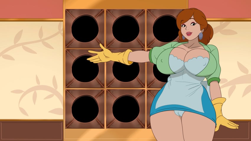 animated apron big_ass big_breasts brown_hair discreenvision housemilf_arcade inusen milf naked tagme