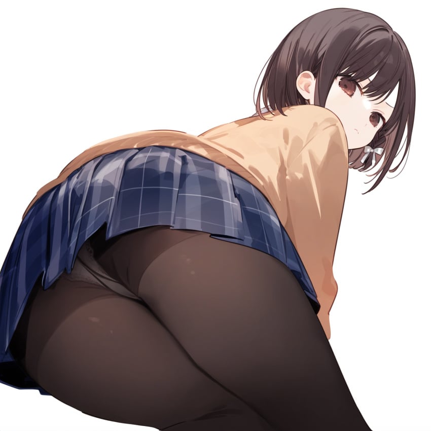 1girls ai_generated ass brown_eyes brown_hair clothed clothing female female_focus female_only high_resolution highres looking_at_viewer panties panties_under_pantyhose pantyhose pov project_sekai pussy school schoolgirl shinonome_ena skirt solo solo_female solo_focus thighs underwear uniform