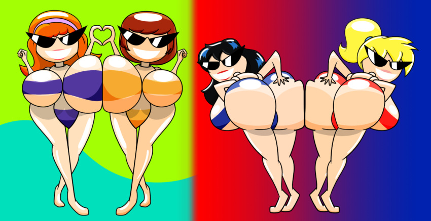 4girls ass betty_and_veronica betty_cooper breasts daphne_blake disney doll dollification female huge_ass huge_breasts knick_knack multiple_girls navel permanent_smile pixar scooby-doo sunglasses sunnification superweirdman tagme thick_thighs transformation velma_dinkley veronica_lodge wide_hips