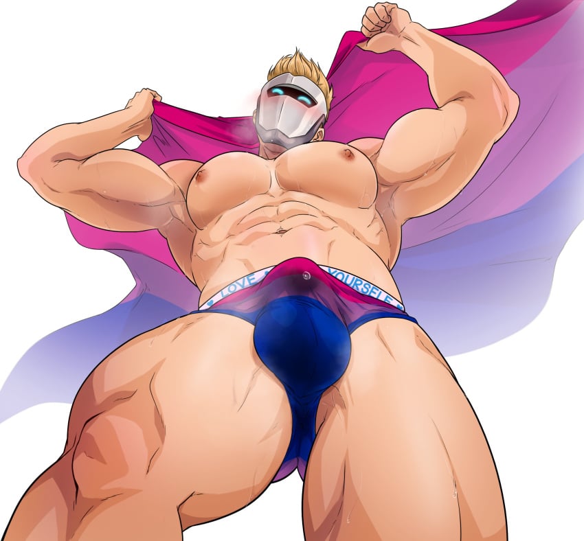 abs balls_under_clothes bara biceps big_bulge bisexual bisexual_male bisexual_pride_colors blonde_hair bulge huge_bulge kagami06 lgbt_pride lgbt_pride_colors male male_nipples male_only mask masked masked_male muscular_male nipples pecs penis_outline penis_under_clothes precum precum_drip precum_through_underwear silvyspark underwear