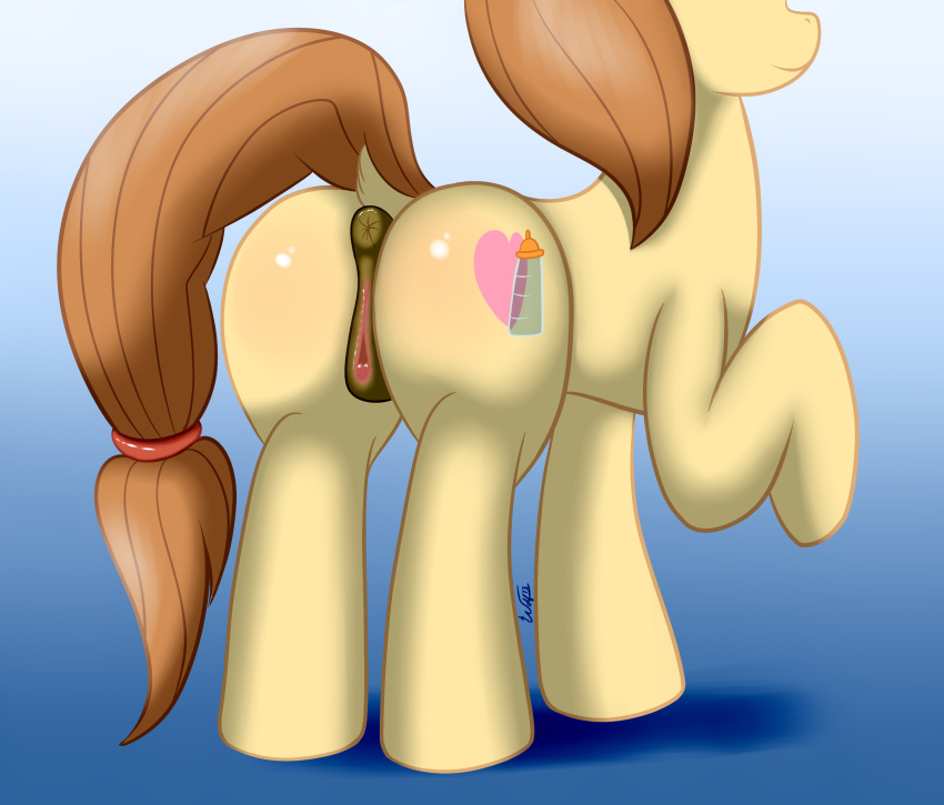 2013 anatomically_correct anus ass brown_hair button's_mom cream_heart_(mlp) cutie_mark equine female friendship_is_magic hair horse milf mother my_little_pony ookamithewolf1 parent pony pussy solo