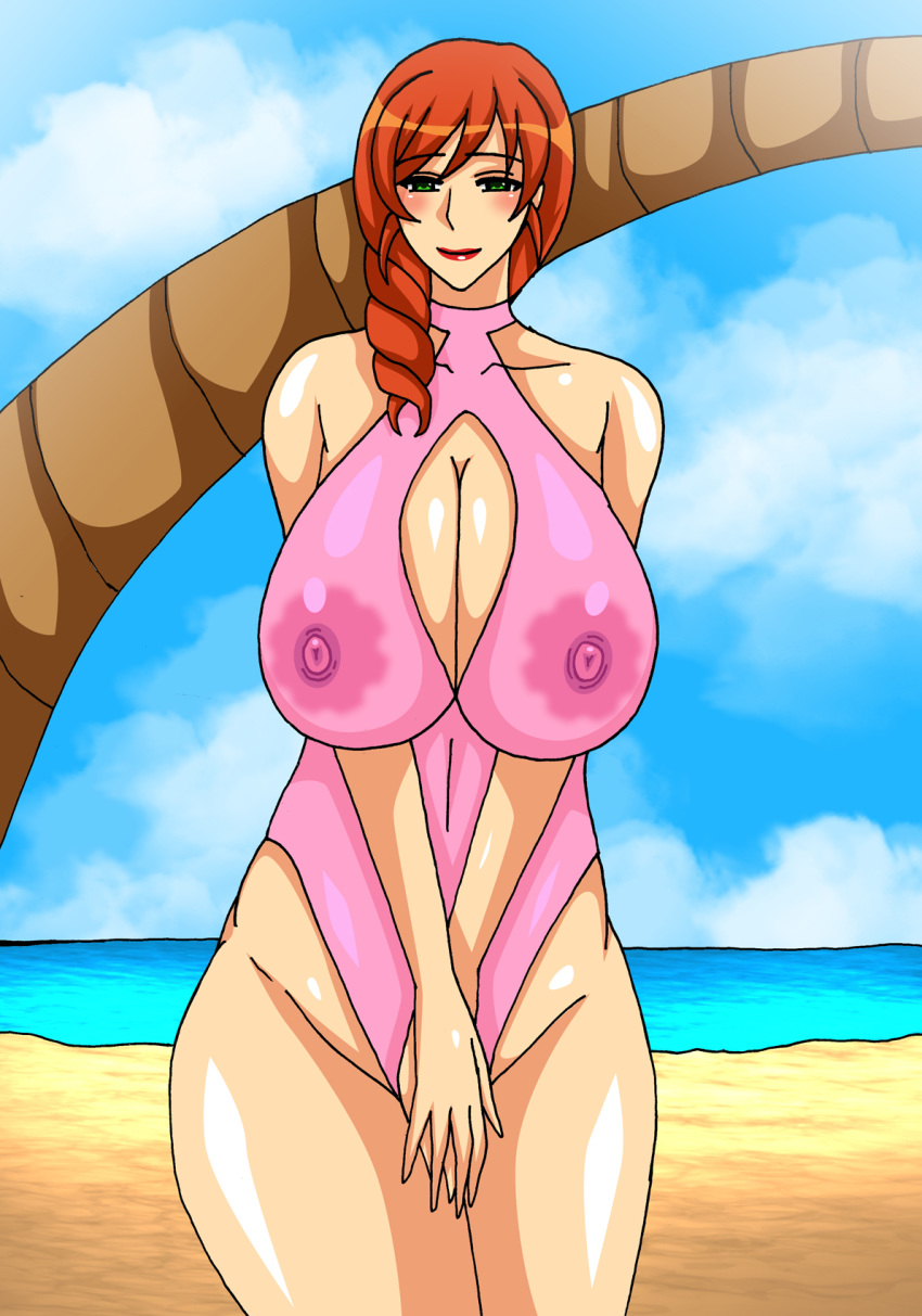 areolae breasts fire_tiger green_eyes hair large_breasts milf orange_hair pubic_hair wide_hips