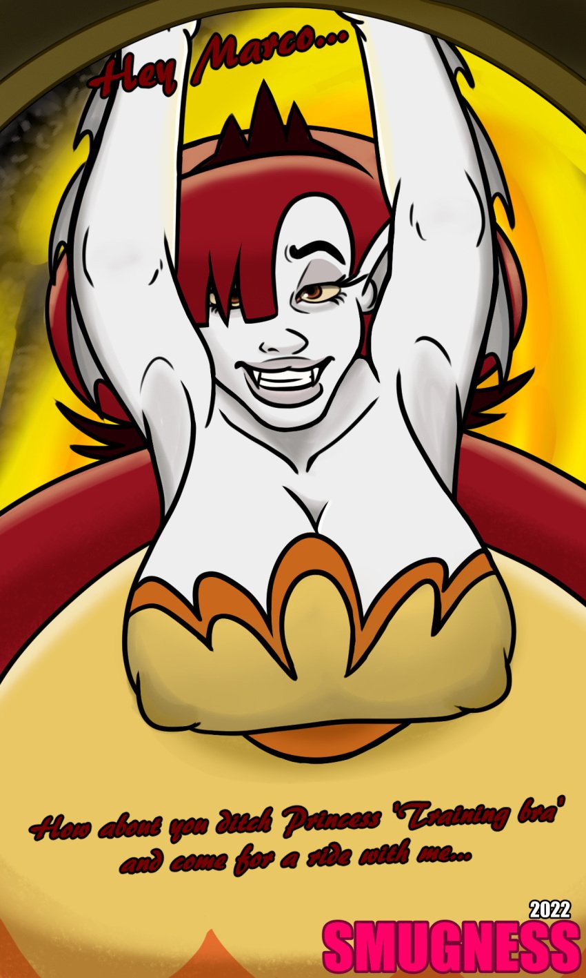 hekapoo large_breasts leaning_forward red_hair smugness star_vs_the_forces_of_evil white_skin yellow_dress yellow_eyes