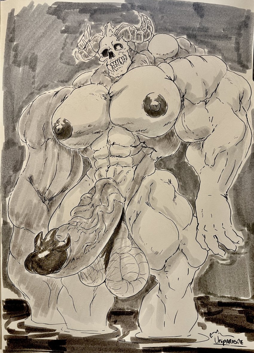 1boy 1male 2023 abs anthro anthro_focus anthro_only anthro_solo beefy big_penis bigger_male buff completely_nude completely_nude_male demon demon_horns demon_humanoid erect_penis erection fangs glans horns huge_balls huge_cock huge_testicles humanoid_genitalia humanoid_penis insect_humanoid insects large_penis long_penis male male_anthro male_focus male_only muscle muscles muscular muscular_anthro muscular_male navel nipples nude nude_male oc original_character pecs pectorals penile penis penis_out sharp_teeth skull_head solo solo_anthro solo_focus solo_in_panel solo_male thick_penis traditional_art traditional_media traditional_media_(artwork) uniparasite veiny veiny_penis