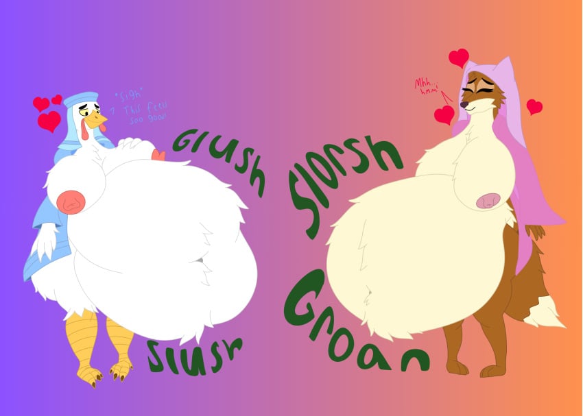 absurd_res after_vore anthro anthro_pred areola areola_outline ass avian avian_pred belly belly_fur belly_tuft big_belly big_breasts big_butt biped bird bloated breast_expansion breast_grab breast_tuft breasts bulge butt_expansion butt_tuft canid canine cheek_tuft chest_tuft chicken clothing dialogue digestion digestion_noises disney duo expansion face_veil facial_tuft fat_rolls fatal_vore female female_pred fox galliform gallus_(genus) glush groan groaning_belly half_naked hand_on_breast hand_on_own_breast happy head_tuft headgear headwear heart_symbol hi_res hood huge_belly huge_breasts huge_filesize lady_kluck maid_marian male male_prey mammal mandro22 markings moan multiple_preds navel navel_outline navel_tuft nipples obese obese_anthro obese_female onomatopoeia overweight overweight_anthro overweight_female phasianid post-vore red_fox robe robe_only robin_hood_(disney) rumbling_stomach satisfaction satisfied satisfied_look sigh sighing slorsh sloshing_belly slush_(sound_effect) sound_effects stomach_bulge tail tail_markings tail_tuft text thick_thighs true_fox tuft underbelly unseen_prey veil vore wardrobe_malfunction