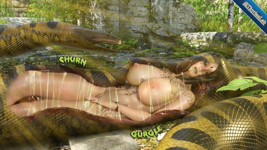 3d big_breasts breasts female female_prey feral feral_pred huge_breasts internal nipples pussy snake snake_pred snake_vore tattoo thyrianlab vore x-ray