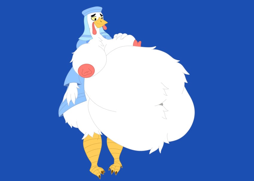 absurd_res after_vore anthro anthro_pred areola areola_outline ass avian avian_caruncle avian_feet avian_legs avian_pred belly belly_tuft big_belly big_breasts big_butt biped bird bird_legs bloated blue_clothing breast_expansion breast_grab breast_tuft breasts bulge butt_expansion butt_tuft chest_tuft chicken clothing dewlap_(anatomy) digestion disney expansion fat_rolls fatal_vore feather_tuft feathers female female_pred galliform gallus_(genus) hand_on_breast hand_on_own_breast hat headgear headwear hi_res lady_kluck leg_tuft navel navel_outline navel_tuft nipples obese obese_anthro obese_female overweight overweight_anthro overweight_female phasianid robe robe_only robin_hood_(disney) satisfaction satisfied satisfied_look solo stomach_bulge story story_in_description text thick_thighs tuft veil vore wardrobe_malfunction wattle winged_arms wings