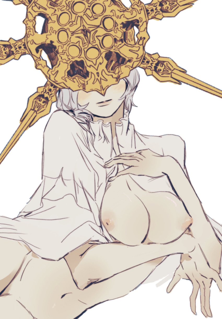 breasts dark_souls dark_sun_gwyndolin mask nipples zunkome