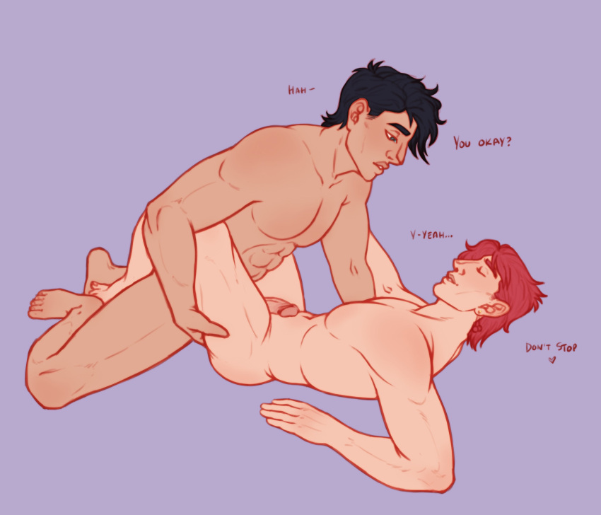 2boys black_hair gay jojo's_bizarre_adventure jotaro_kujo looking_pleasured male male/male male_only male_penetrated male_penetrating_male muscular_male noriaki_kakyoin nude_male penis red_hair rednaxelansfw stardust_crusaders yaoi