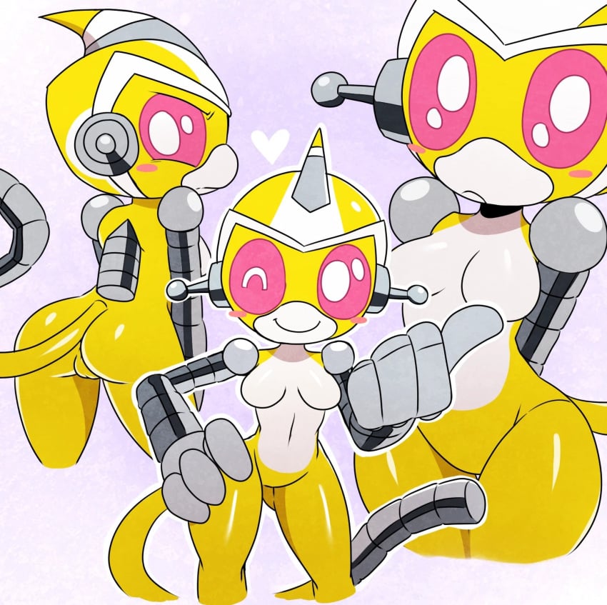 2014 anthro ass blush breasts cute female frown haplorhine happy heart hi_res looking_at_viewer machine mammal mechanical monkey monkey_girl multiple_poses nova nude one_eye_closed primate pussy robot smile solo sssonic2 super_robot_monkey_team_hyperforce_go!