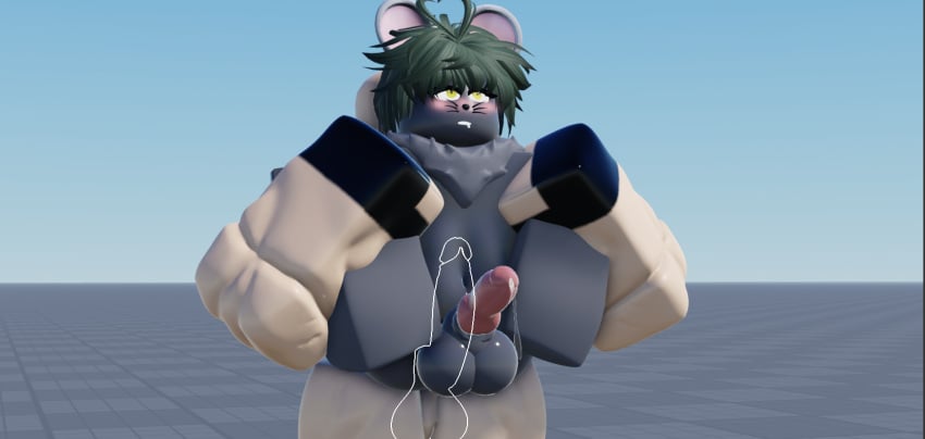 1boy 1femboy 2boys 3d baseplate carrying_position full_nelson gay gay_sex green_hair male penis_outline precum rat rat_ears roblox robloxian self_upload tagme tonyrr34
