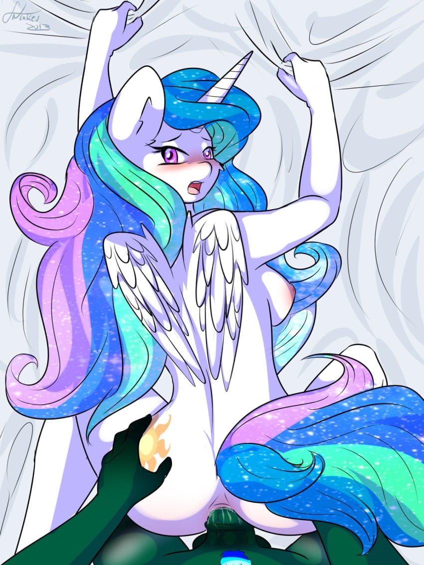 alicorn anal anthro blush cum equine female friendship_is_magic hair horn horse long_hair mrfatcakes my_little_pony pony princess_celestia_(mlp) sex wings