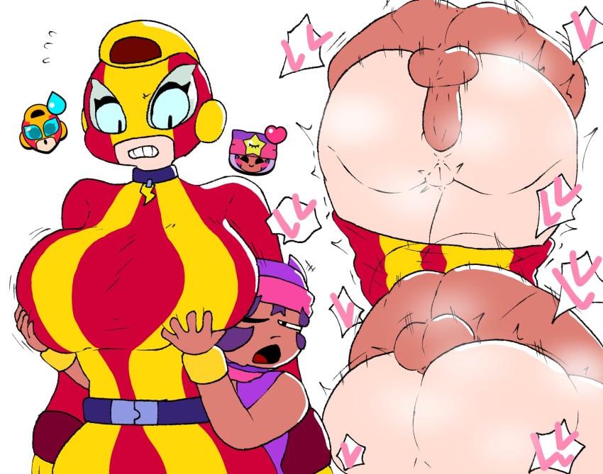 1boy 1girls age_difference anal anal_sex ass big_ass big_breasts big_butt brawl_stars breasts enigi09_(edit) large_ass large_breasts large_butt large_penis mating_press max_(brawl_stars) sandy_(brawl_stars) sex smaller_male taller_female vaginal_penetration vaginal_sex video_games wyimstuck_(artist)