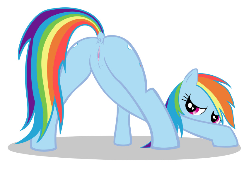 anus ass crotchboobs friendship_is_magic looking_back my_little_pony neckbeardotw non-human_areolae pussy rainbow_dash_(mlp) smooth_skin solo tiny_crotchboobs