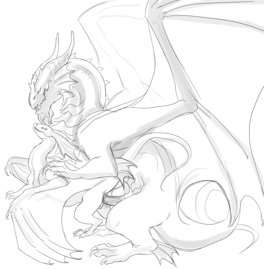 ambiguous_gender claws dragon erection feral feral_on_feral flight_rising from_behind grin guardian_dragon horn male mirror_dragon multi_eye penetration penis plain_background raised_tail saeto15 scalie sex size_difference sketch white_background wings