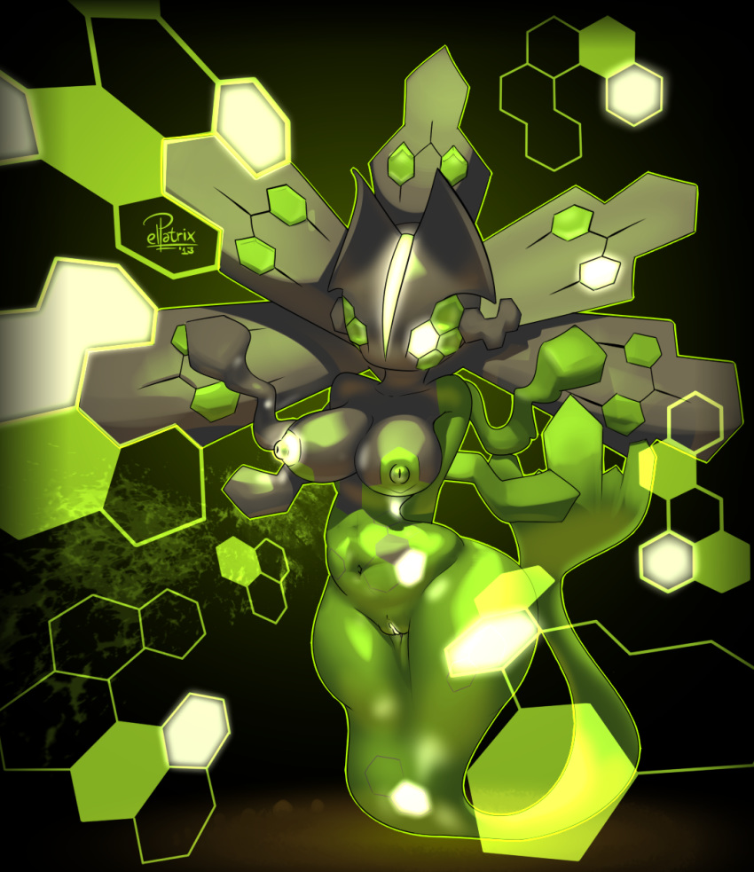 2013 anthro anthrofied black_background breasts dragon elpatrixf female legendary_pokemon navel nintendo nipples nude plain_background pokemon pussy solo video_games zygarde zygarde_50_form