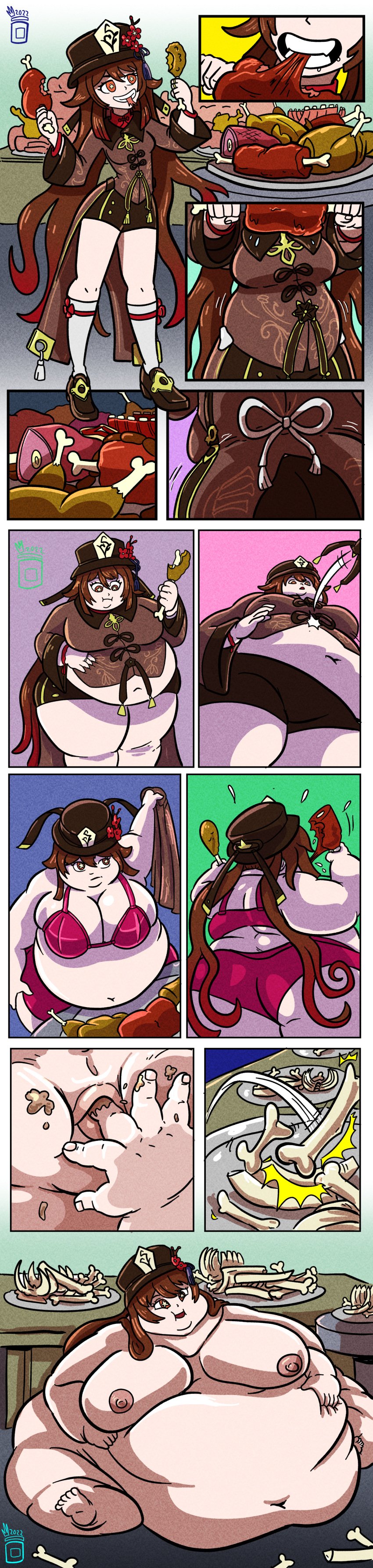 1girls bbw brown_hair brown_hair_female chubby chubby_female comic fat fat_female fat_girl fat_woman female female_focus female_only genshin_impact hu_tao_(genshin_impact) light-skinned_female light_skin liyue_girls mihoyo mihoyo_technology_(shanghai)_co._ltd. obese obese_female solo solo_female solo_focus weight_gain weight_gain_female