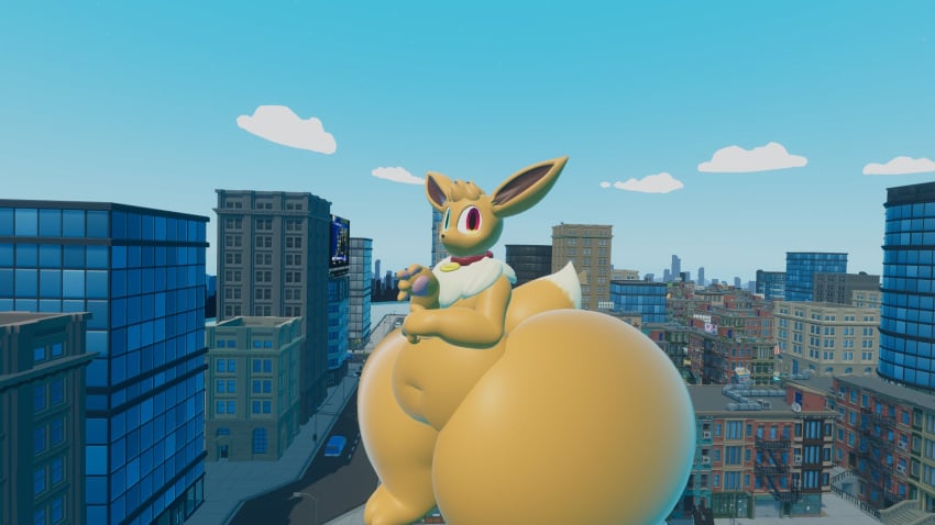 ayaxstudio big_ass bubble_butt eevee giant gigavee huge_ass hyper_ass macro pokemon pokemon_(species) thick_thighs wide_hips