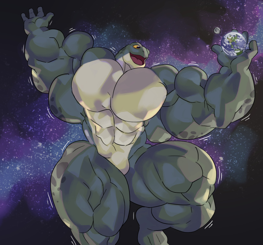frog holding_object male male_only muscular nude planet remert solo solo_male space