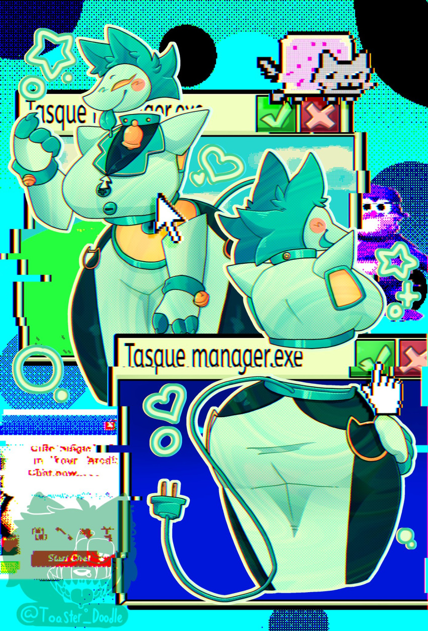 1girls abstract_background animal_ears anthro ass background big_breasts blush blush_lines blushed bonzi_buddy breasts clothing cursor deltarune ears eyebrows eyelashes eyes female flush flushed fur furry glitch glitch_effect hips nyan_cat open_mouth robot robot_girl tagme tagme_(artist) tail tasque_manager_(deltarune) tongue tongue_out undertale_(series) wide_hips